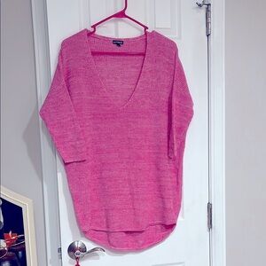 Pink V-Neck Oversized Sweater